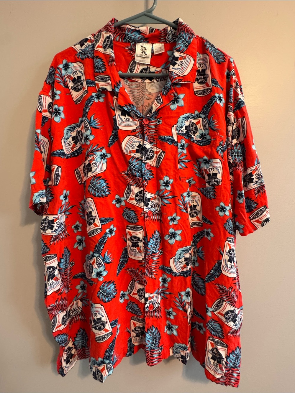Pabst Blue Ribbon PBR Hawaiian tropical novelty shirt Men’s 3XL